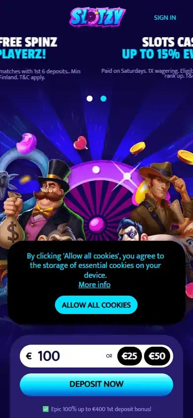Slotzy Casino screenshot 4