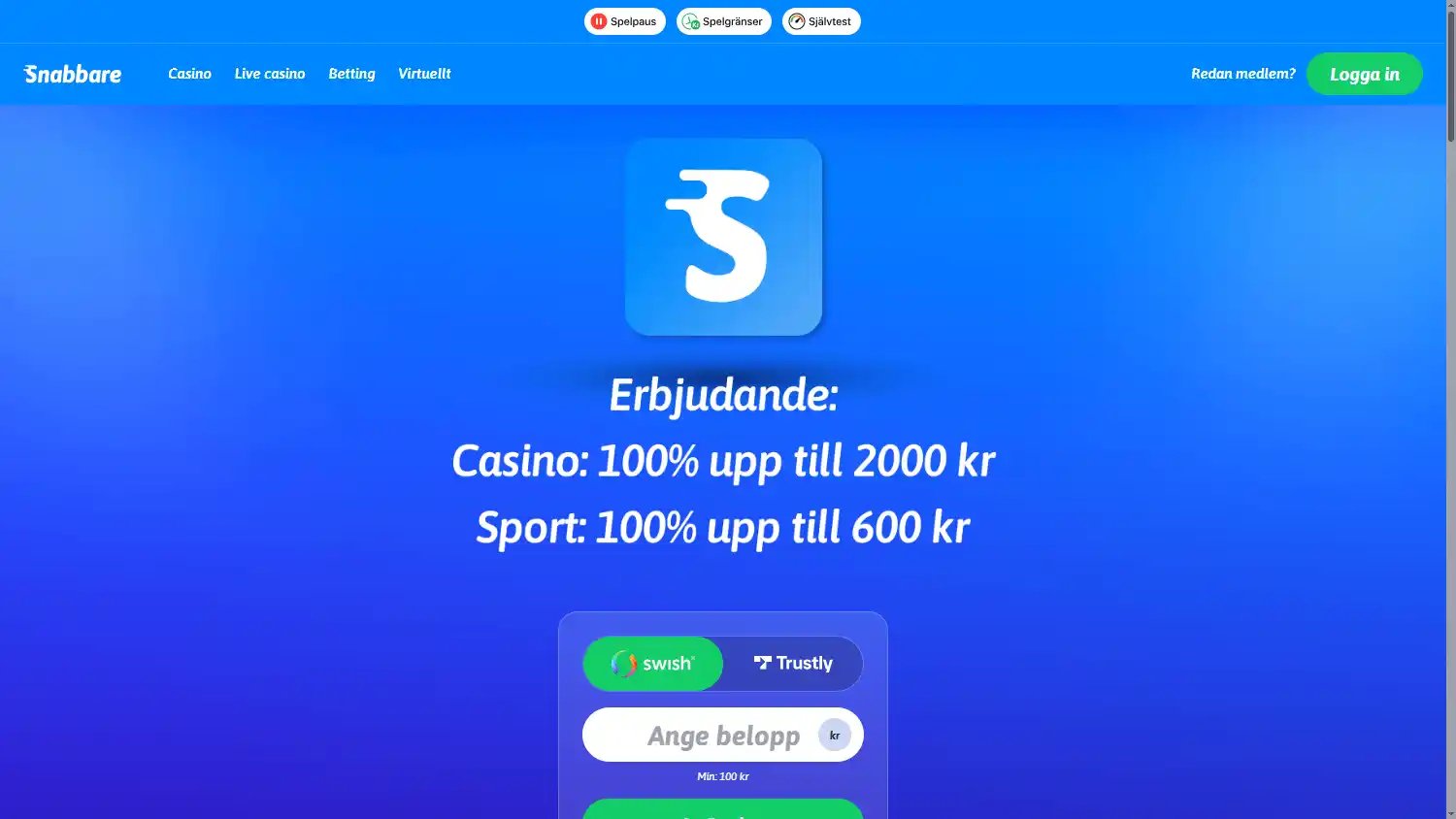 Snabbare Casino screenshot 1