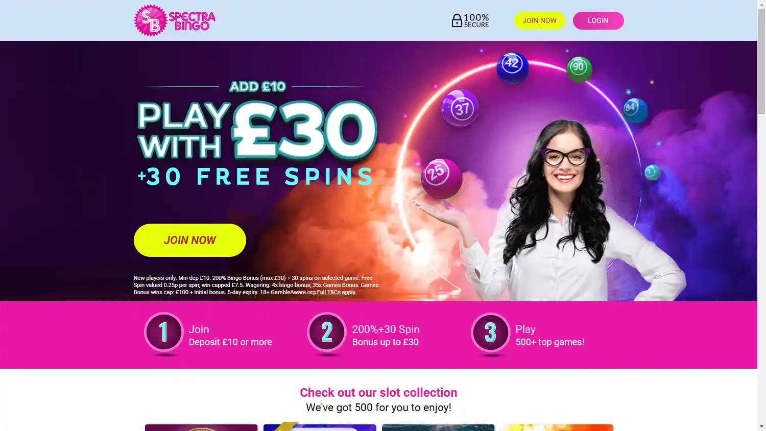 Spectra Bingo Casino screenshot 1