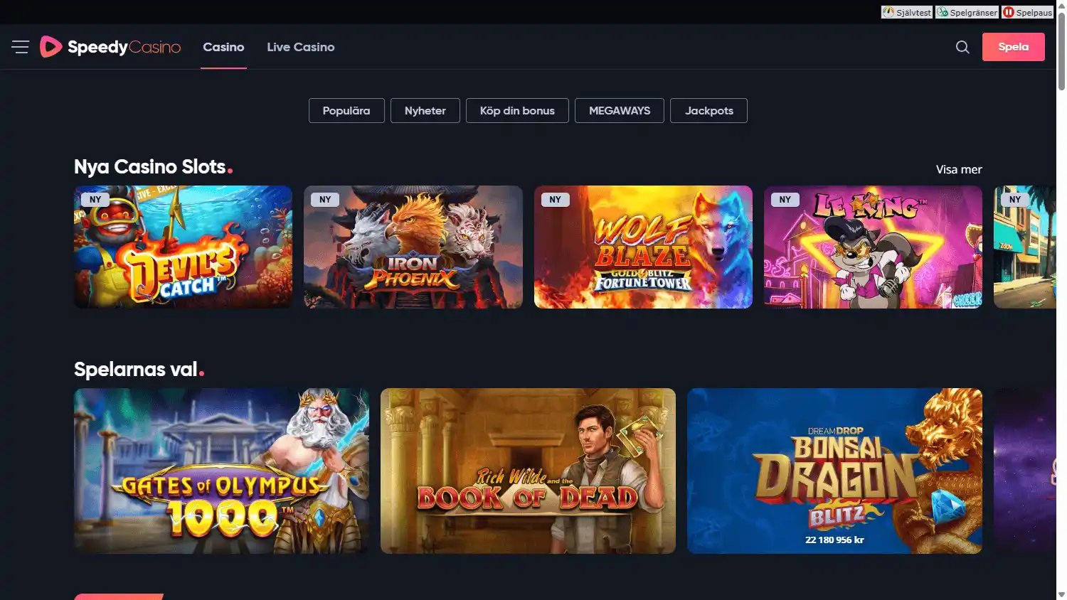 Speedy Casino screenshot 2