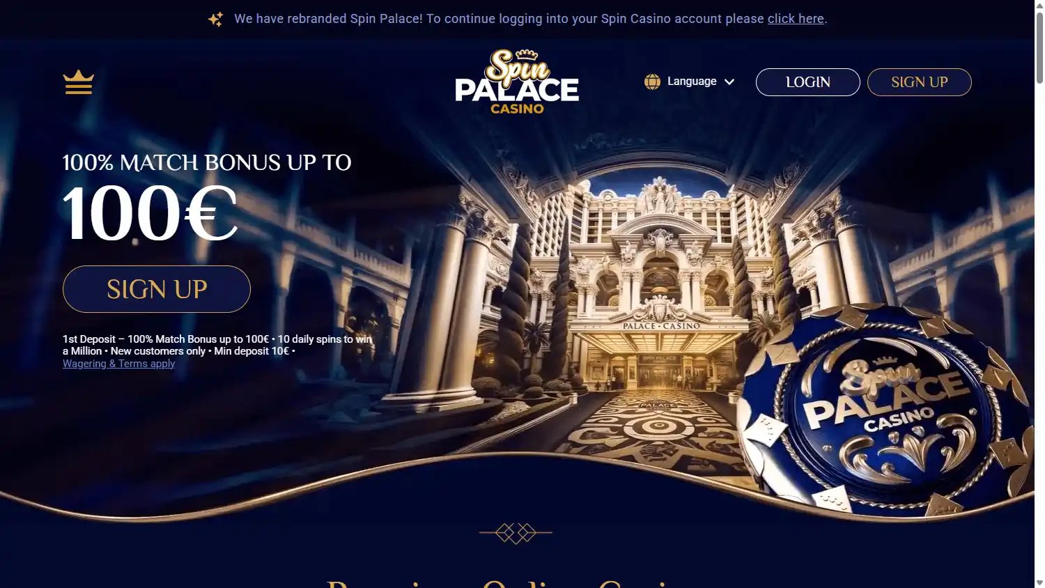 Spin Palace Casino screenshot 1