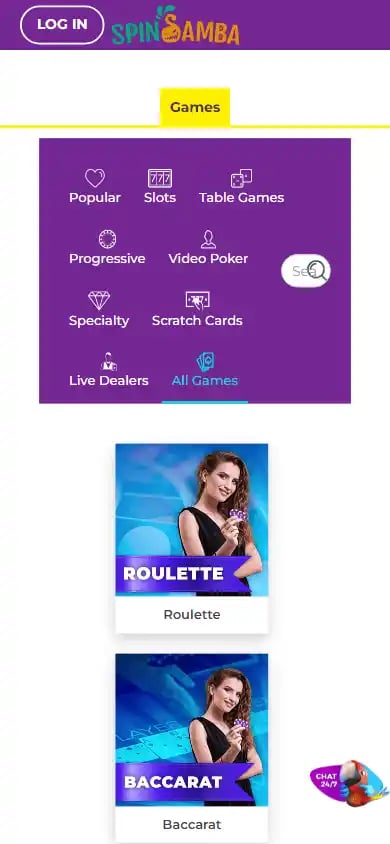Spin Samba Casino screenshot 5
