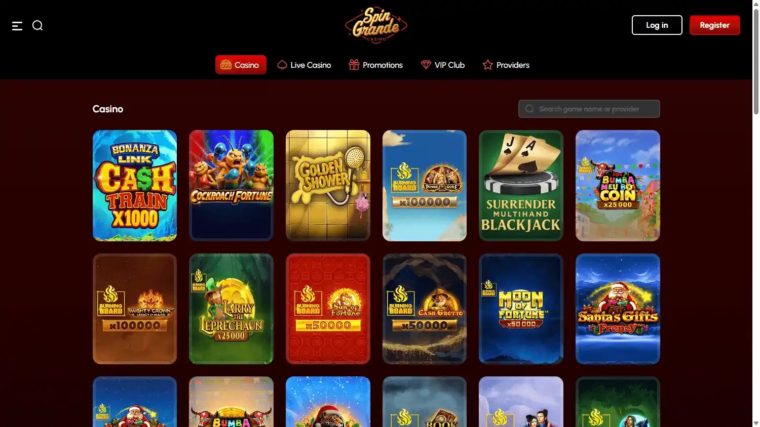 SpinGrande Casino screenshot 2