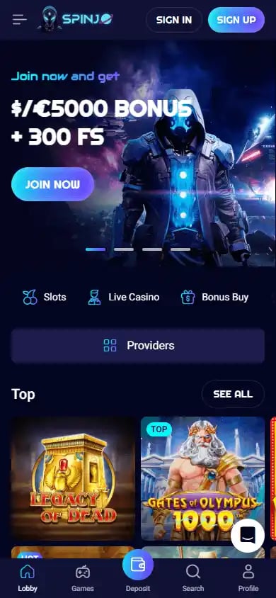 SpinJo Casino screenshot 4
