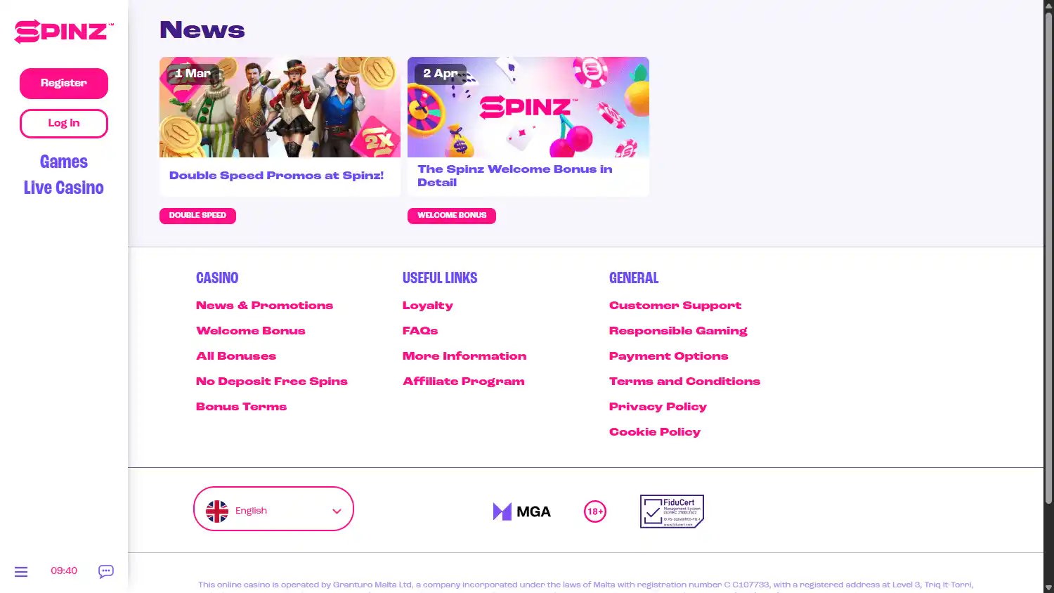 Spinz.com Casino screenshot 3