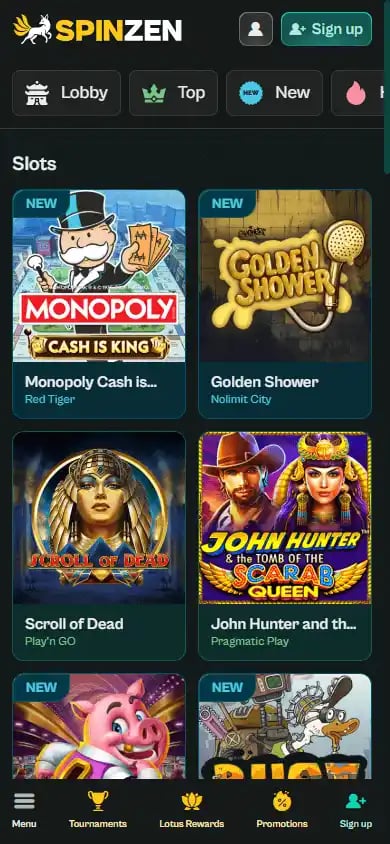 Spinzen Casino screenshot 5