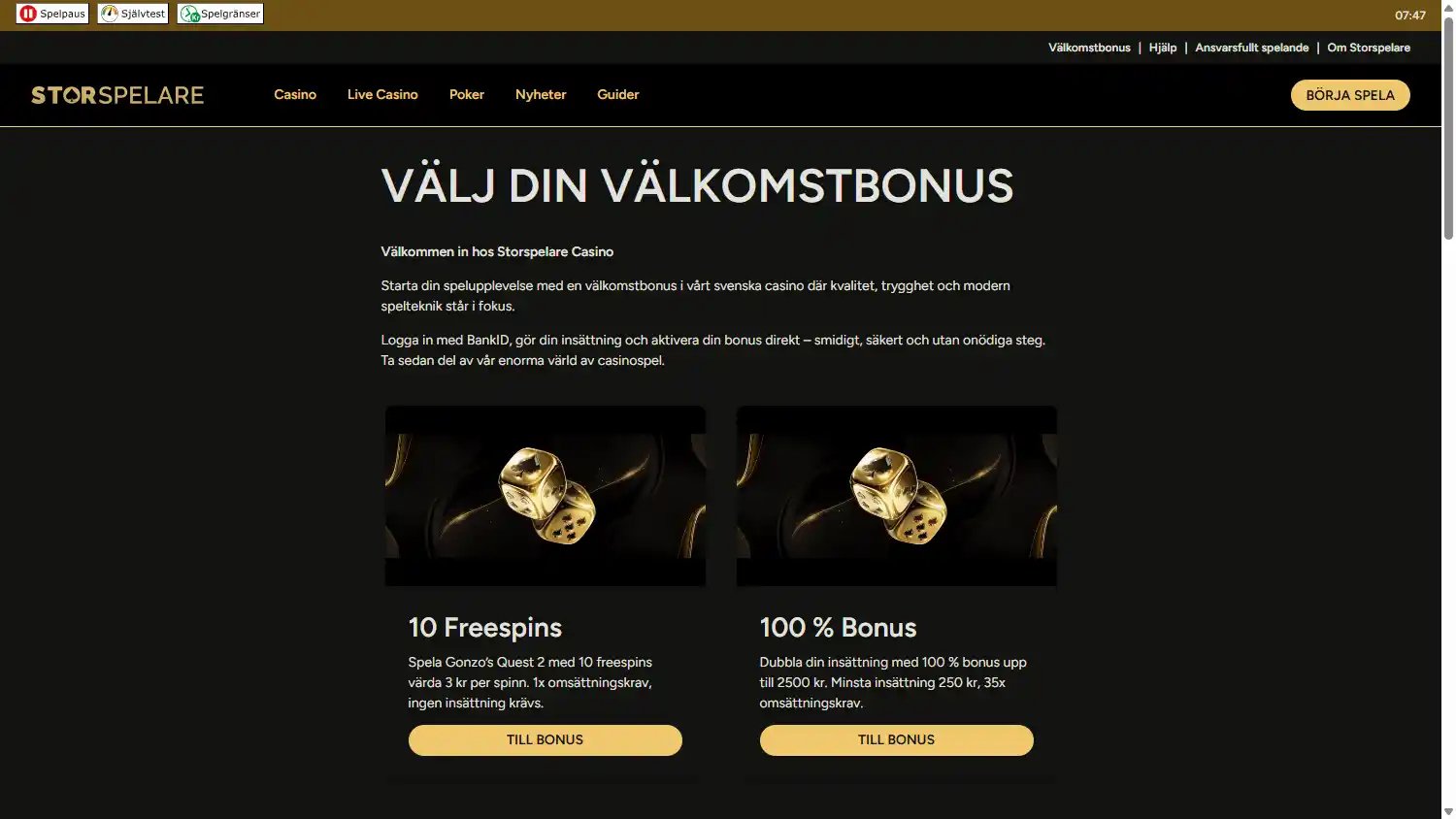 Storspelare Casino screenshot 3