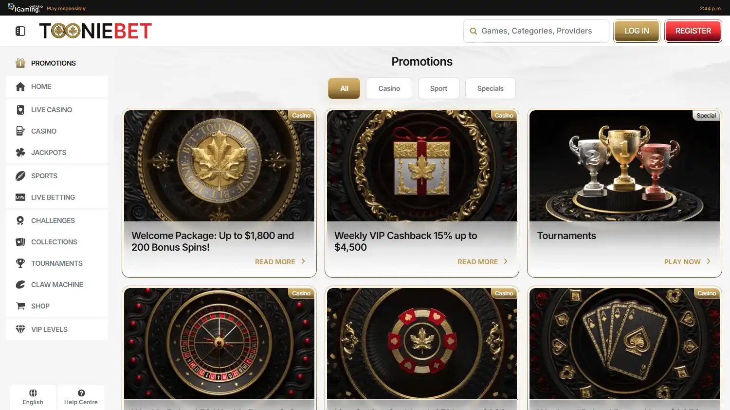 Tooniebet Casino Ontario screenshot 3