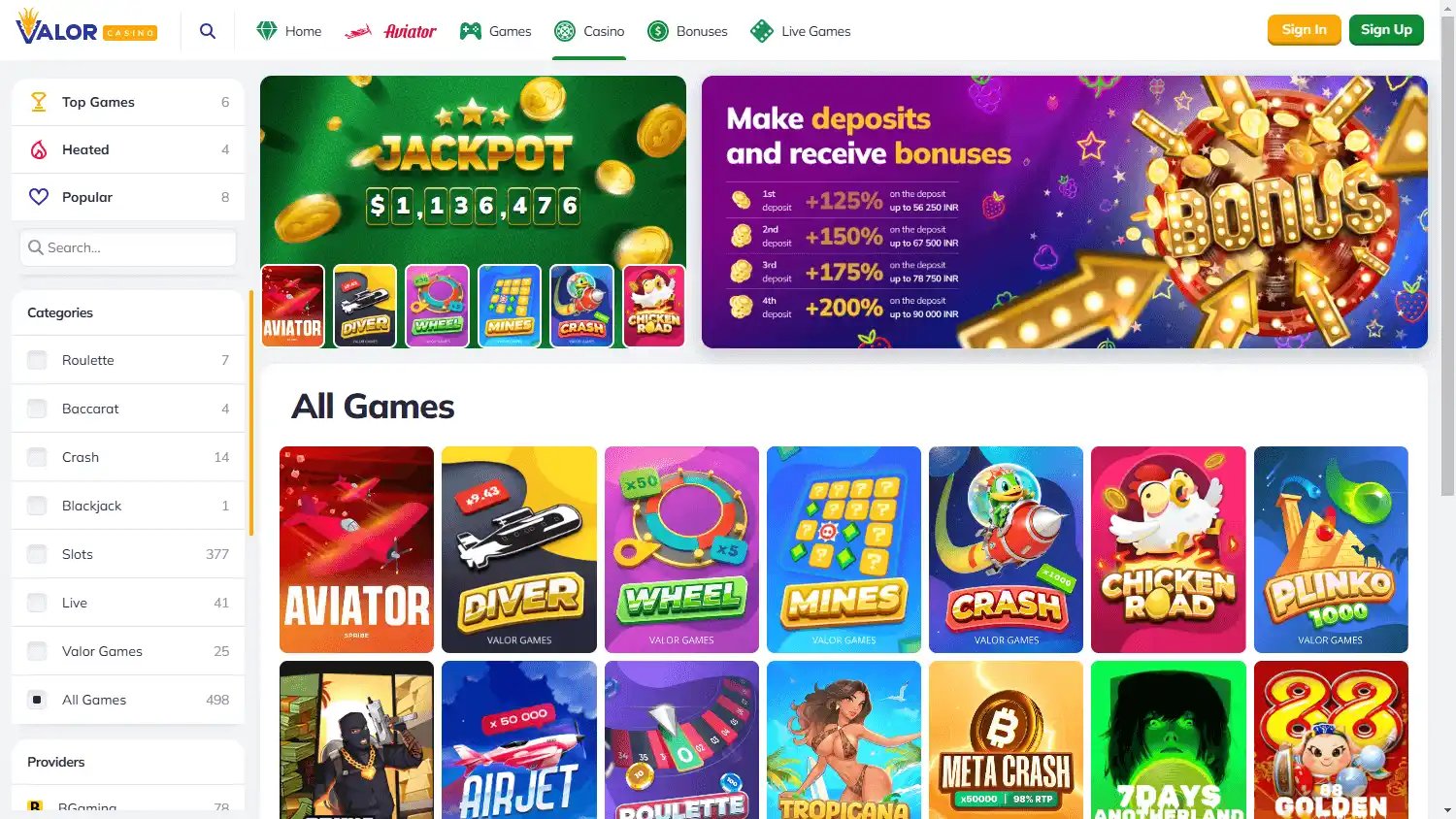 Valor Casino screenshot 2