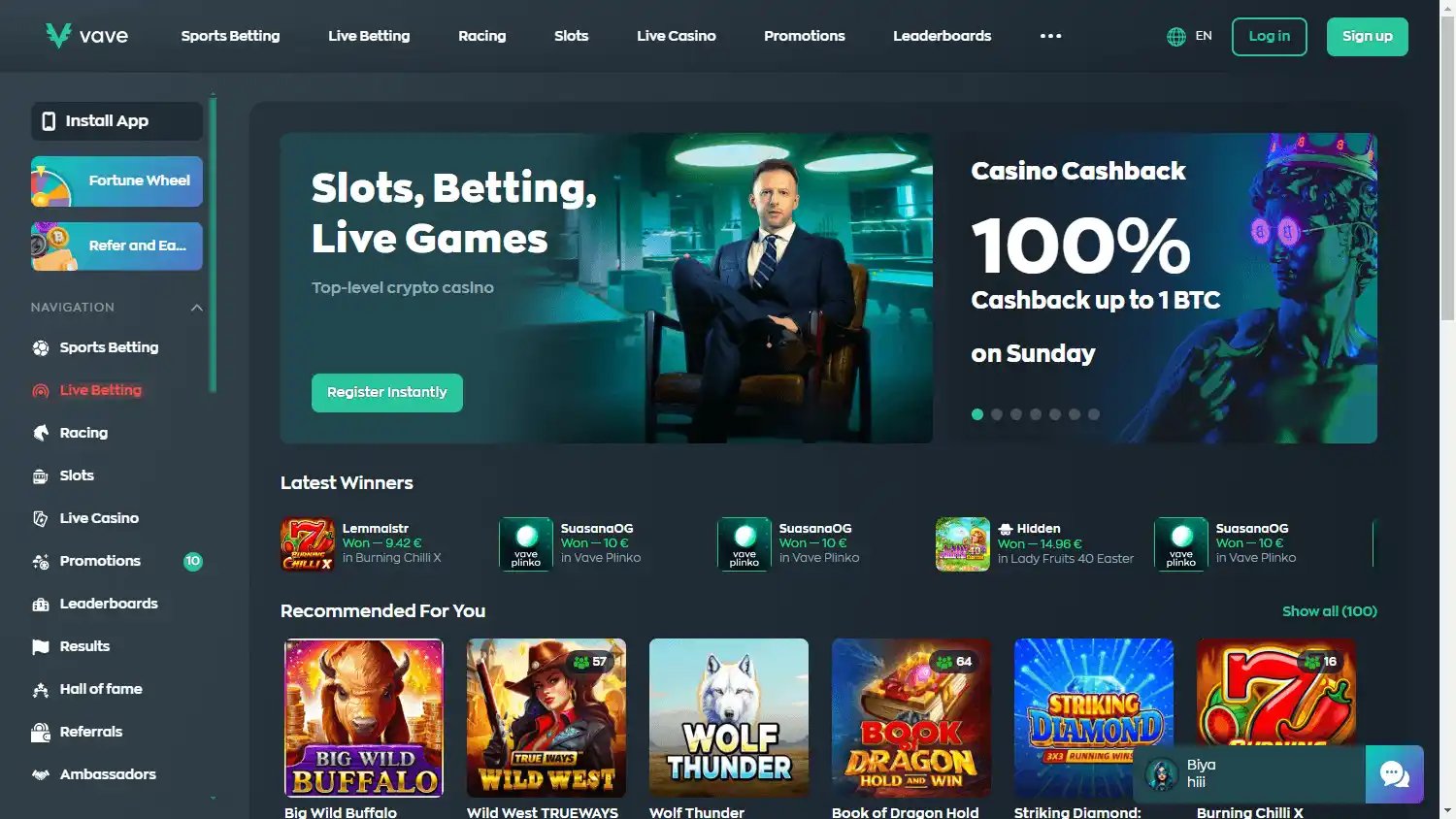 Vave Casino screenshot 1