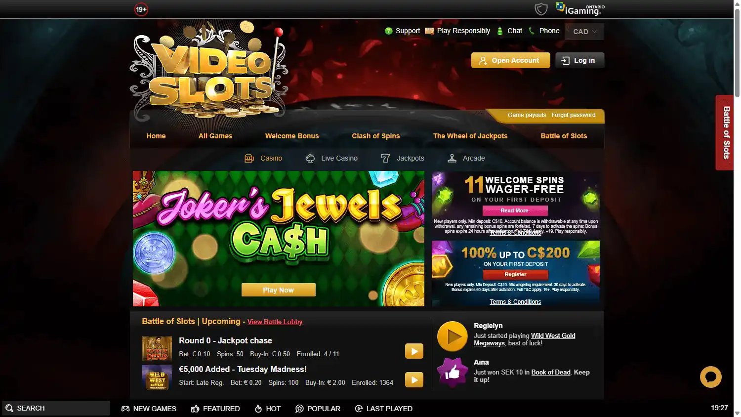 Videoslots Casino Ontario screenshot 1