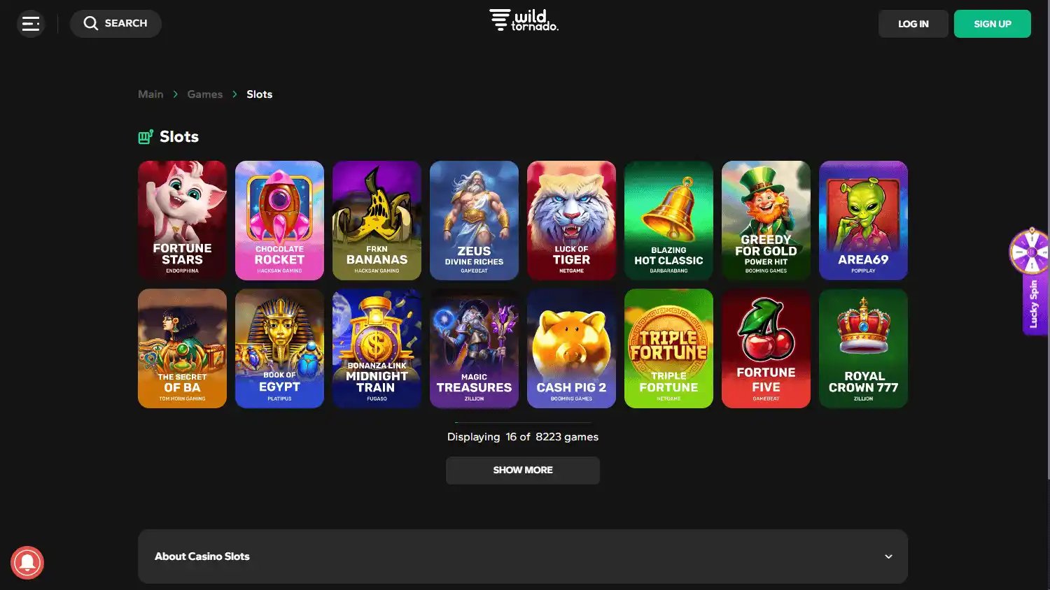 WildTornado Casino screenshot 2