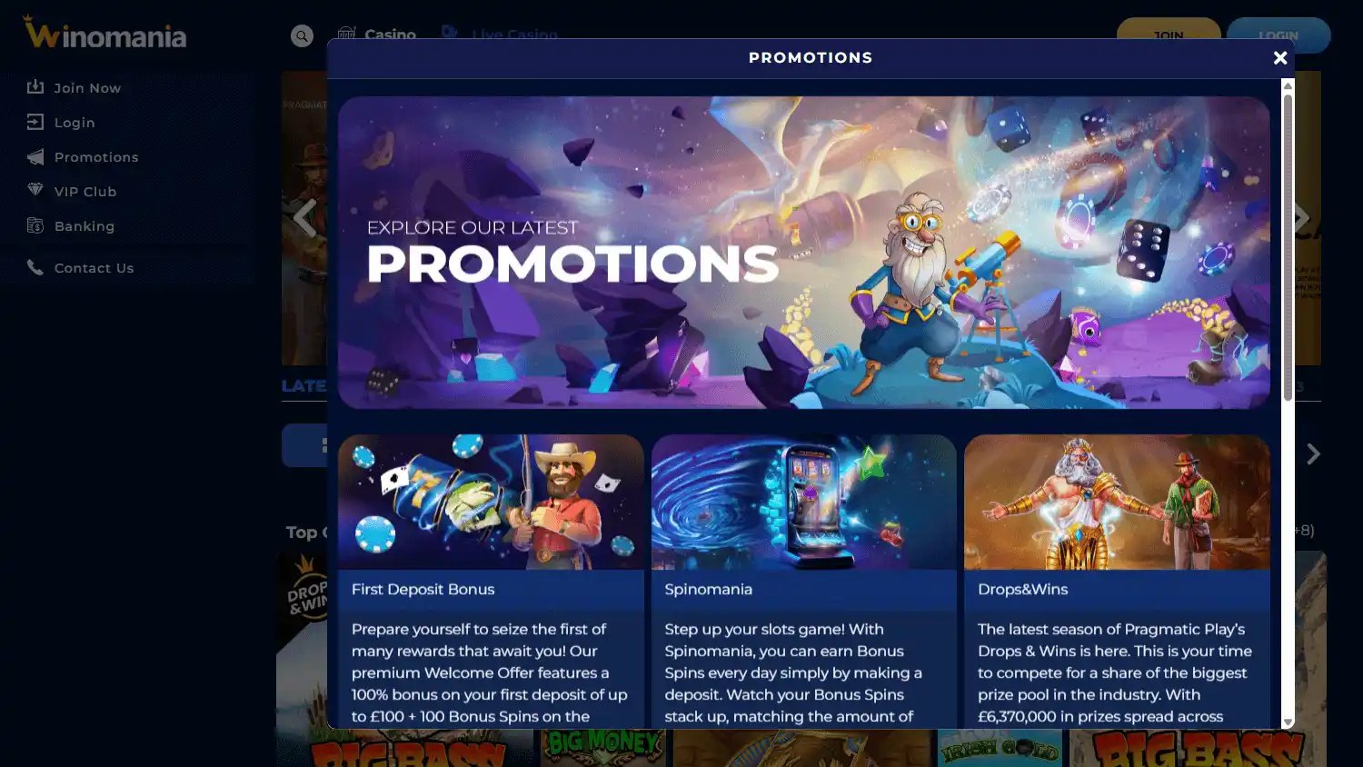 WinOMania Casino screenshot 2