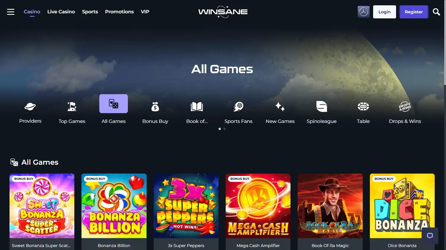 Winsane Casino screenshot 2
