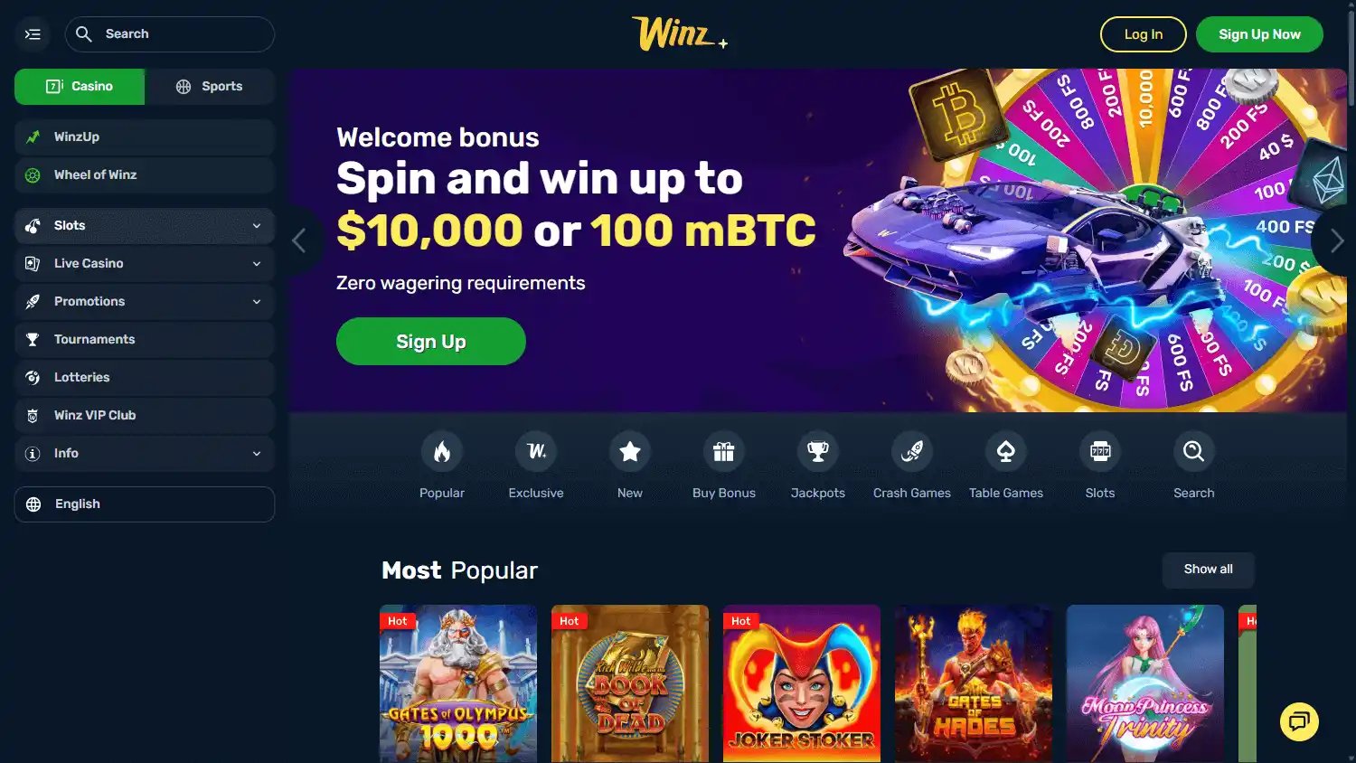 Winz Casino screenshot 1