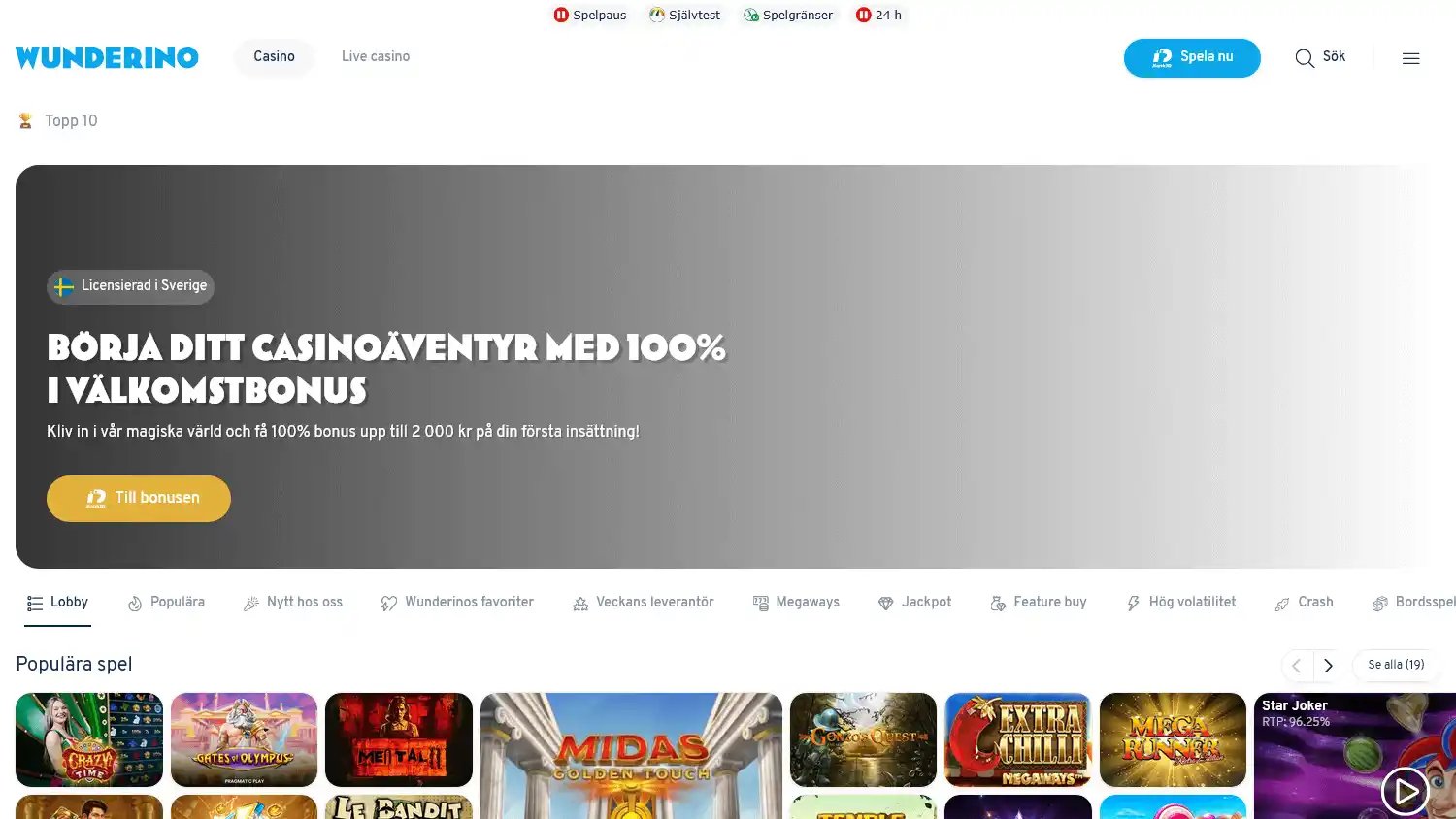Wunderino Casino SE screenshot 1