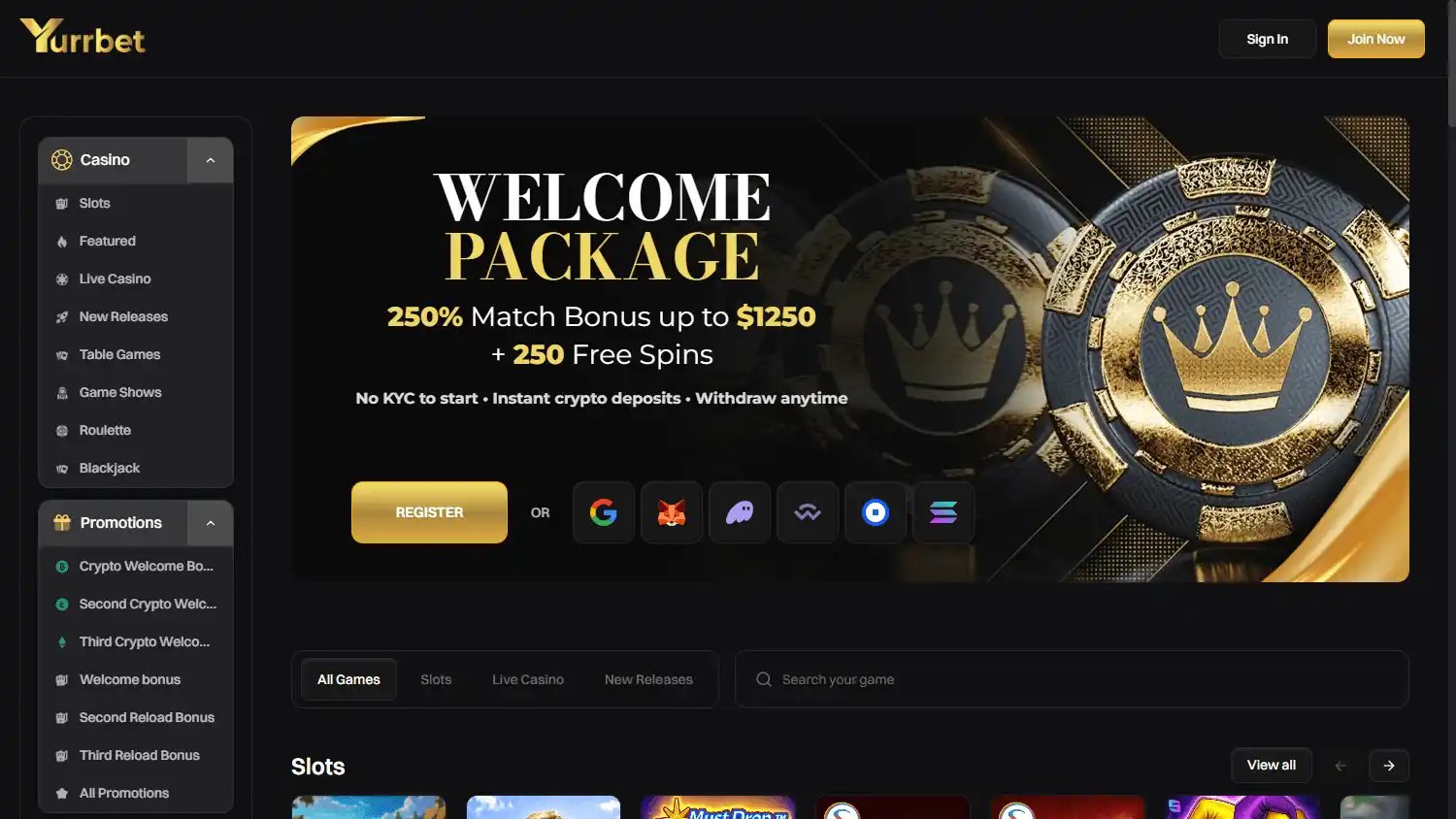 Yurrbet Casino screenshot 1