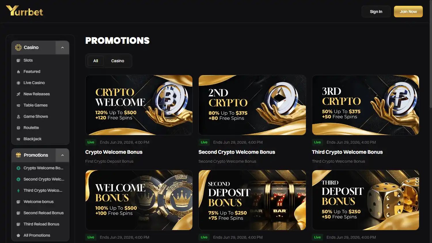 Yurrbet Casino screenshot 3