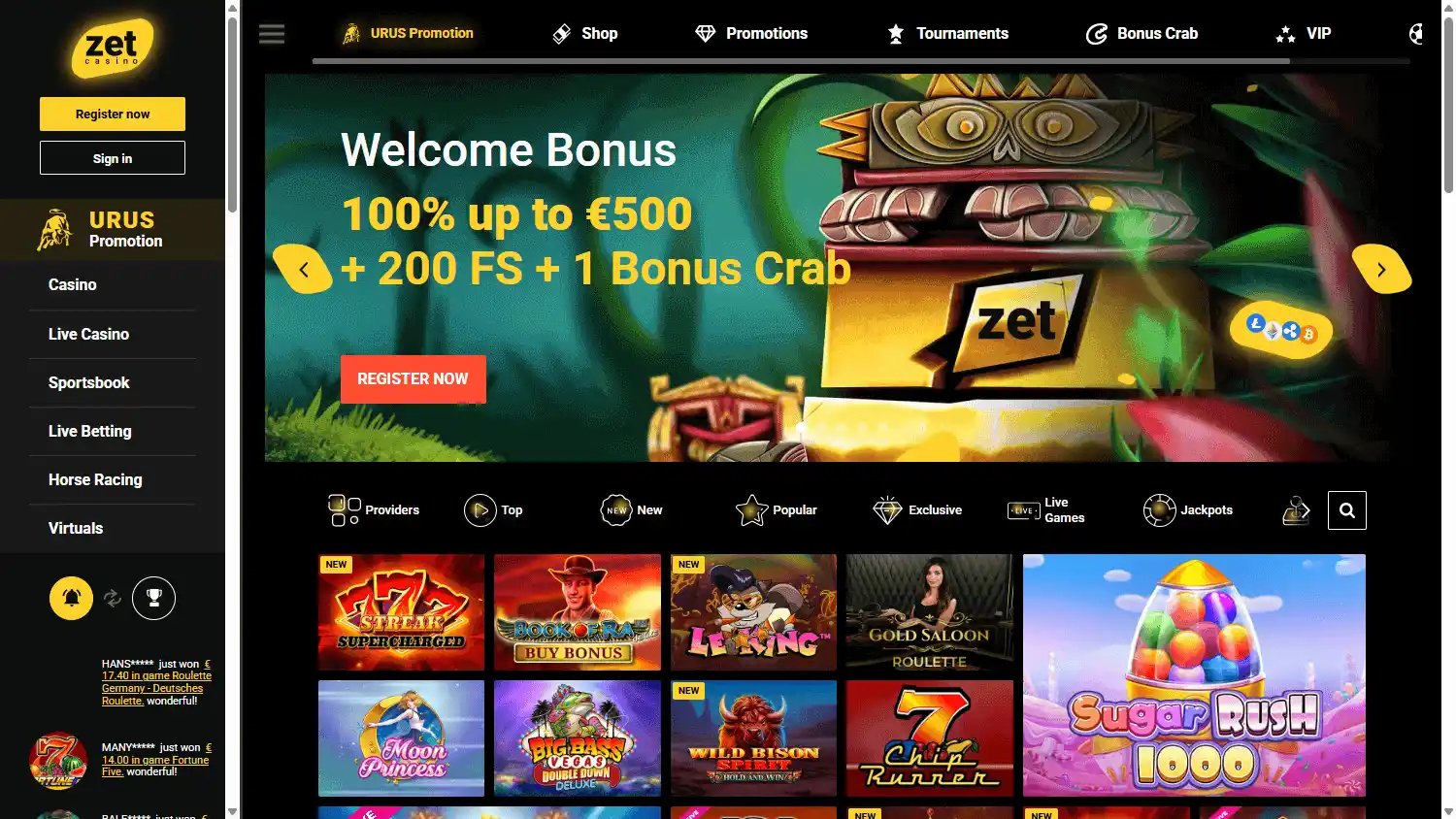 ZetCasino screenshot 1