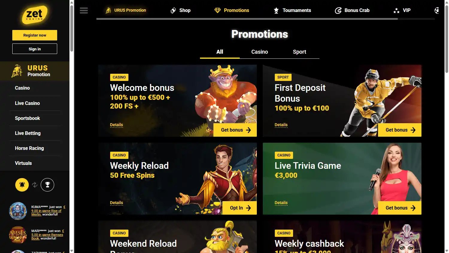 ZetCasino screenshot 3