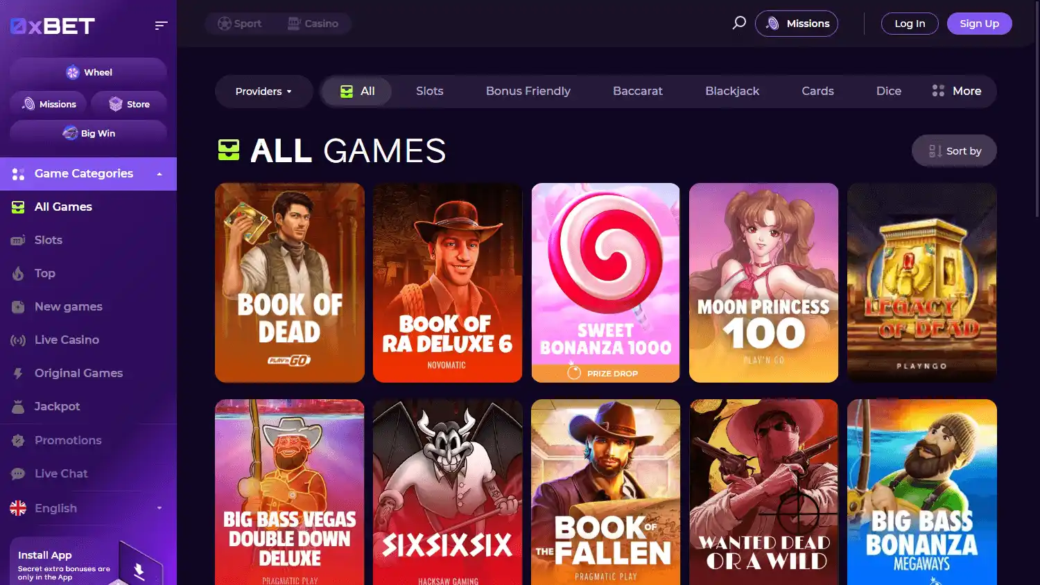0x.bet Casino screenshot 2