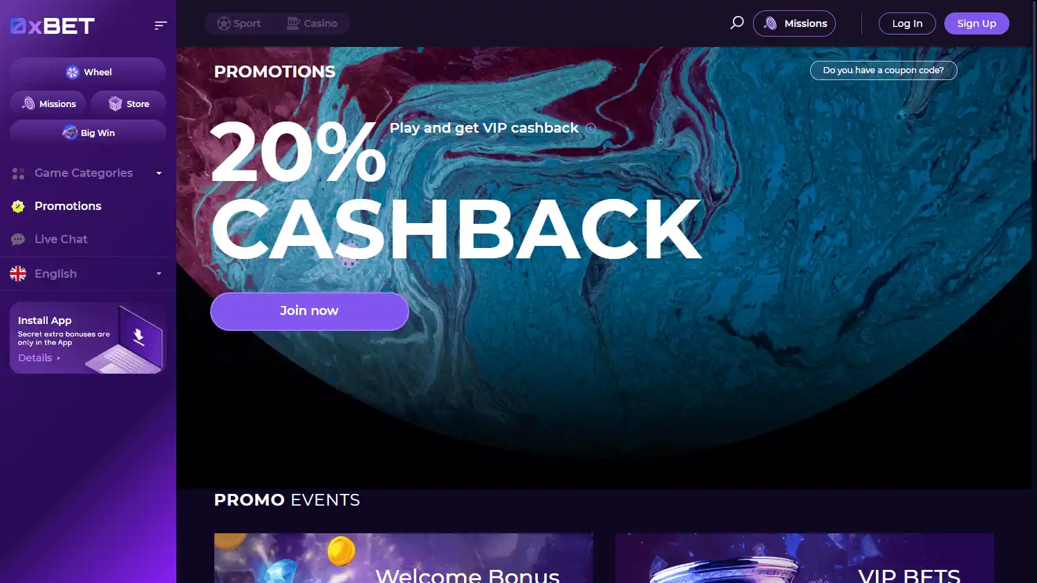 0x.bet Casino screenshot 3