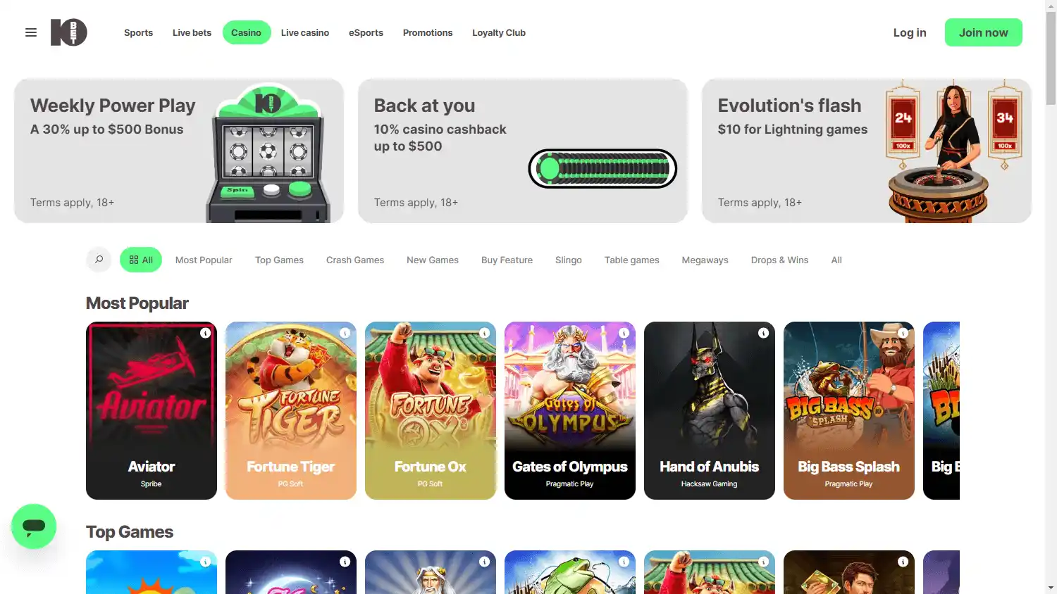 10Bet Casino screenshot 2