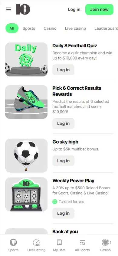 10Bet Casino screenshot 6