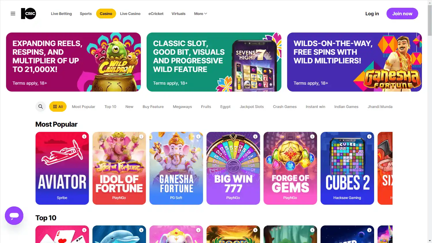 10Cric Casino screenshot 2