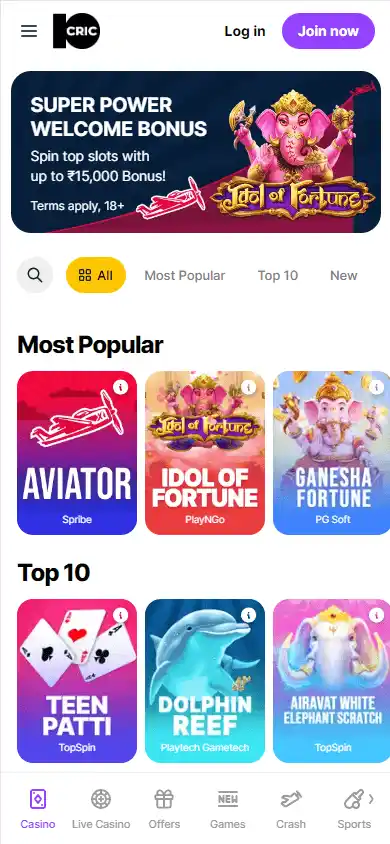 10Cric Casino screenshot 5
