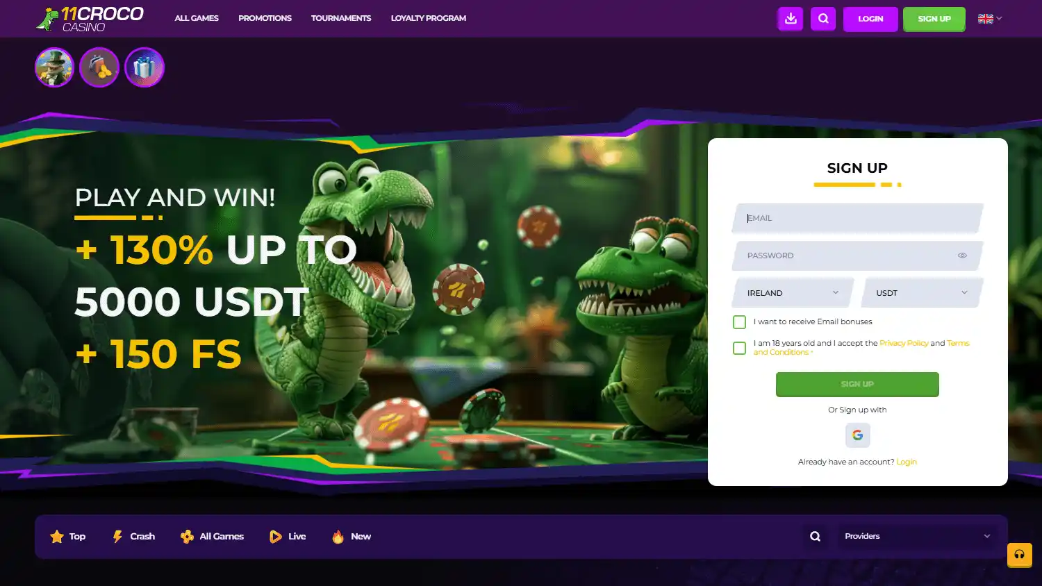 11Croco Casino screenshot 1