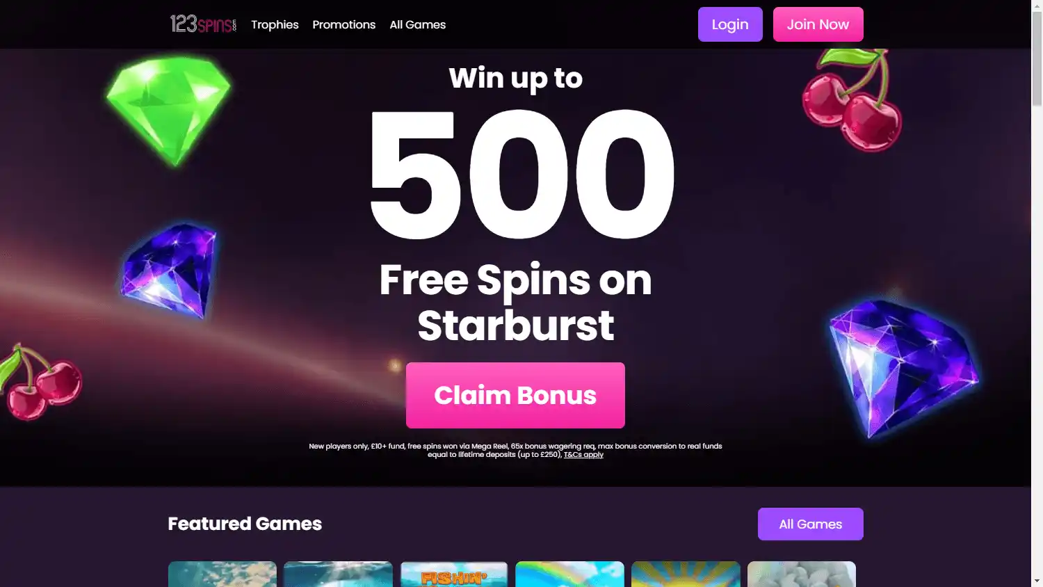 123 Spins Casino screenshot 1