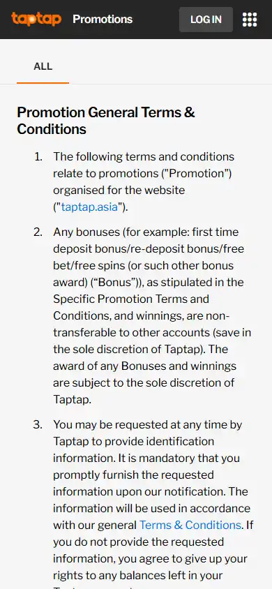 Taptap Casino screenshot 6