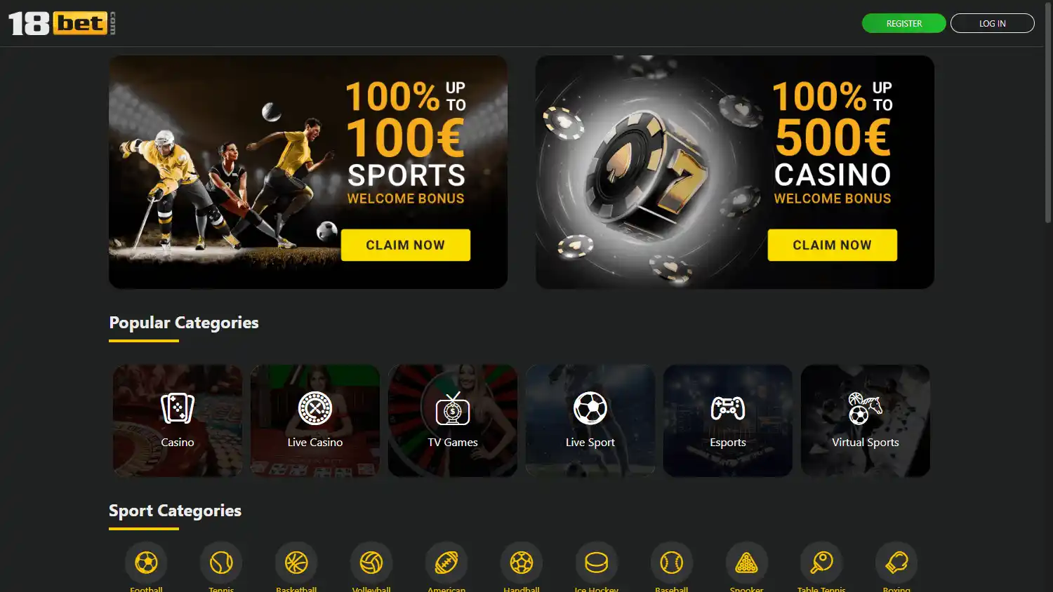 18bet Casino screenshot 1