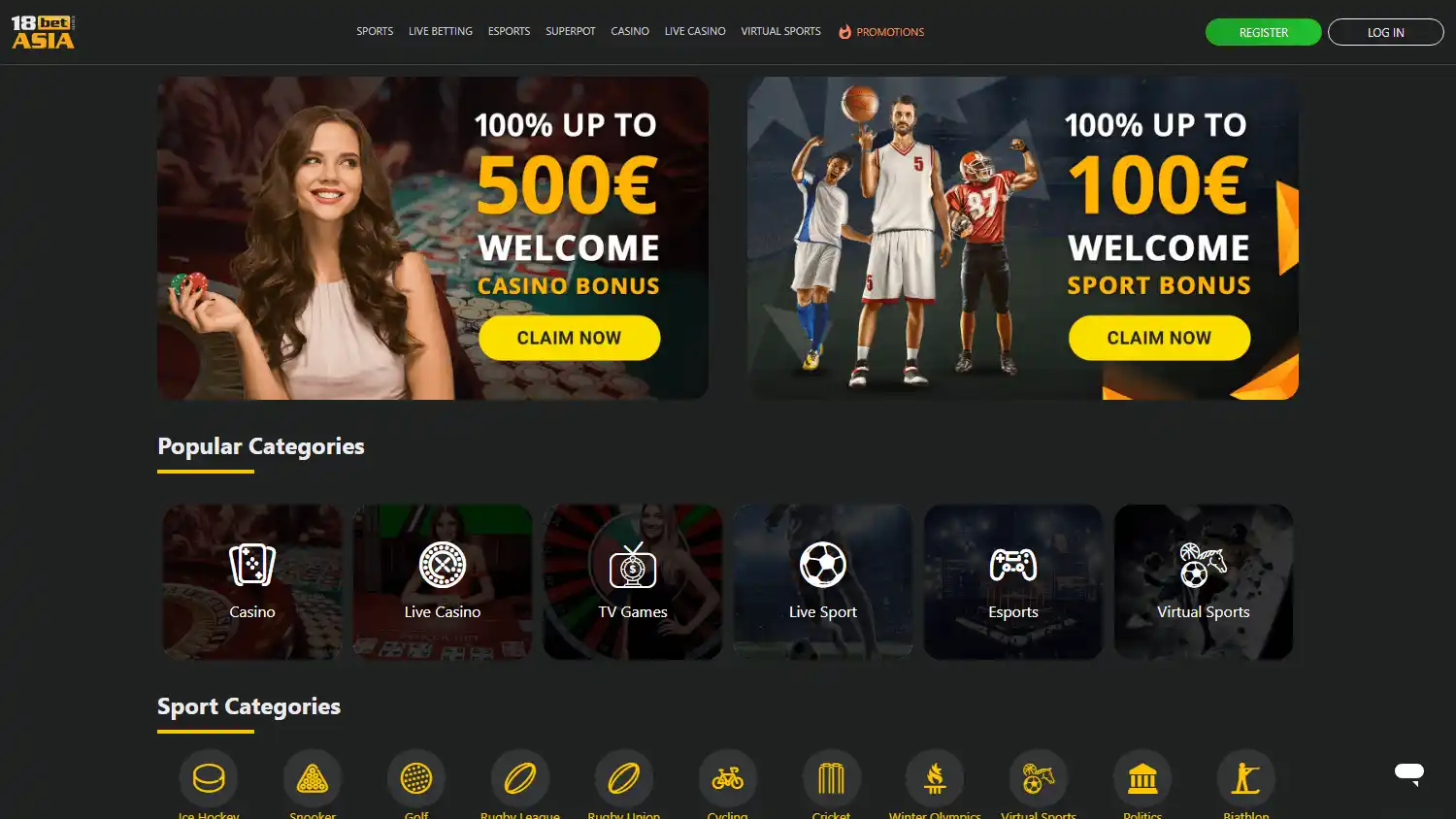 18BetAsia Casino screenshot 1