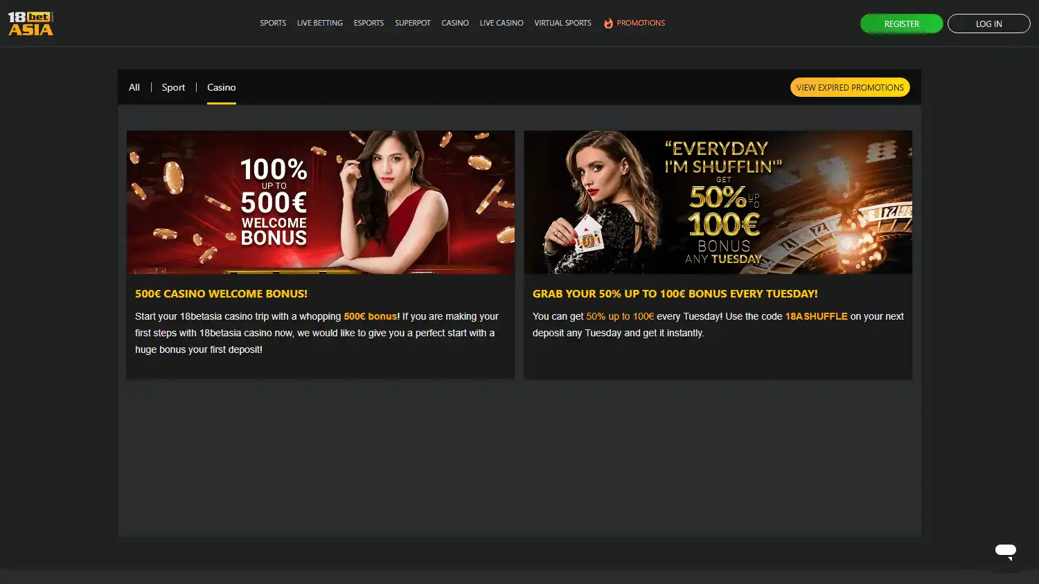 18BetAsia Casino screenshot 3