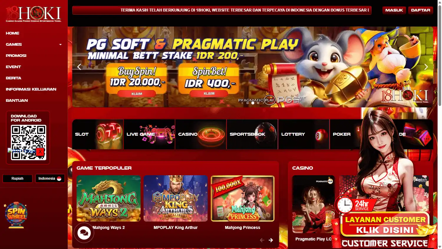 18HOKI Casino screenshot 1