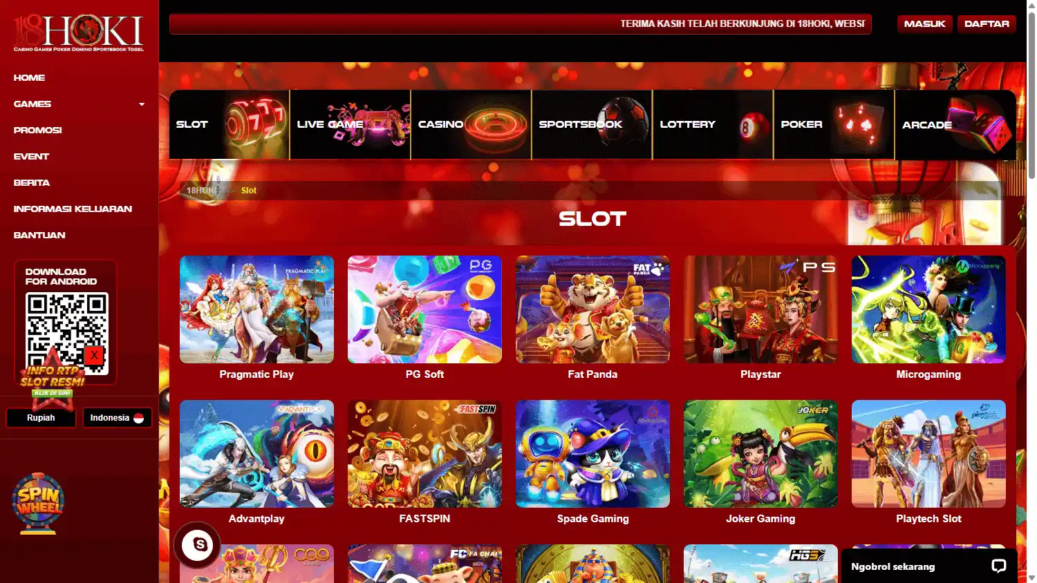 18HOKI Casino screenshot 2