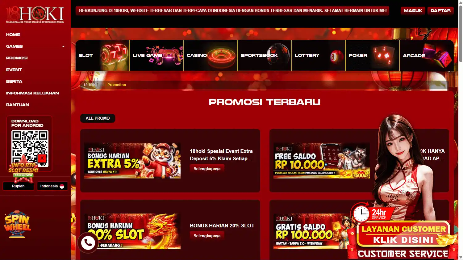 18HOKI Casino screenshot 3