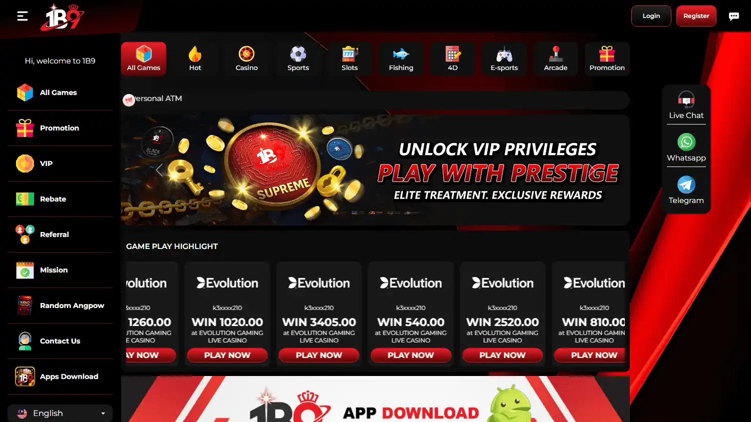 1B9 Casino screenshot 1