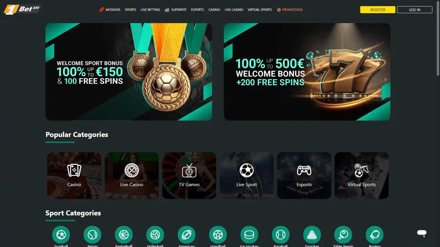 1Bet Casino screenshot 1