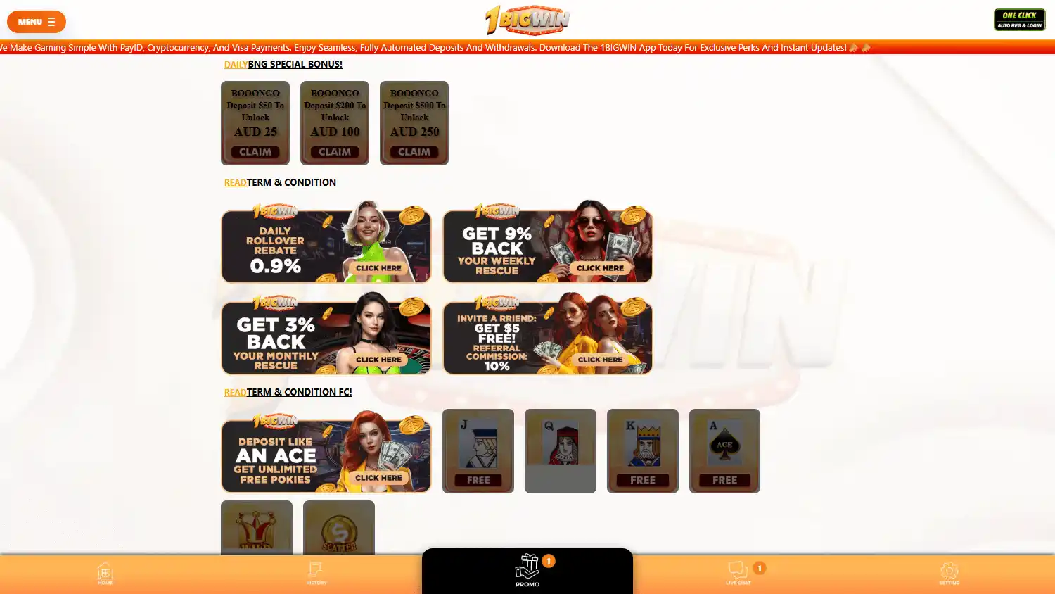 1BigWin Casino screenshot 2
