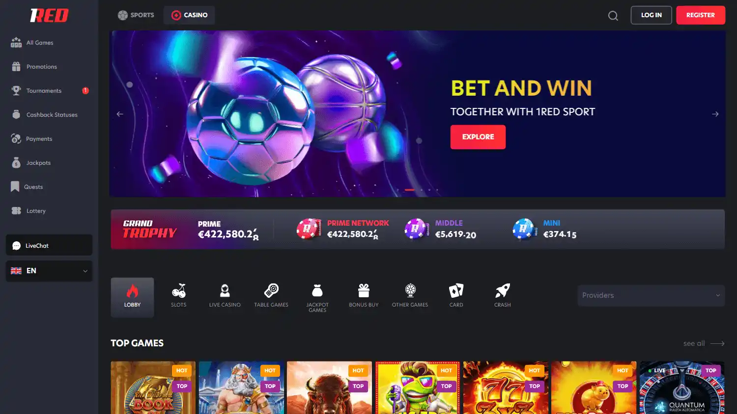1Red Casino screenshot 1