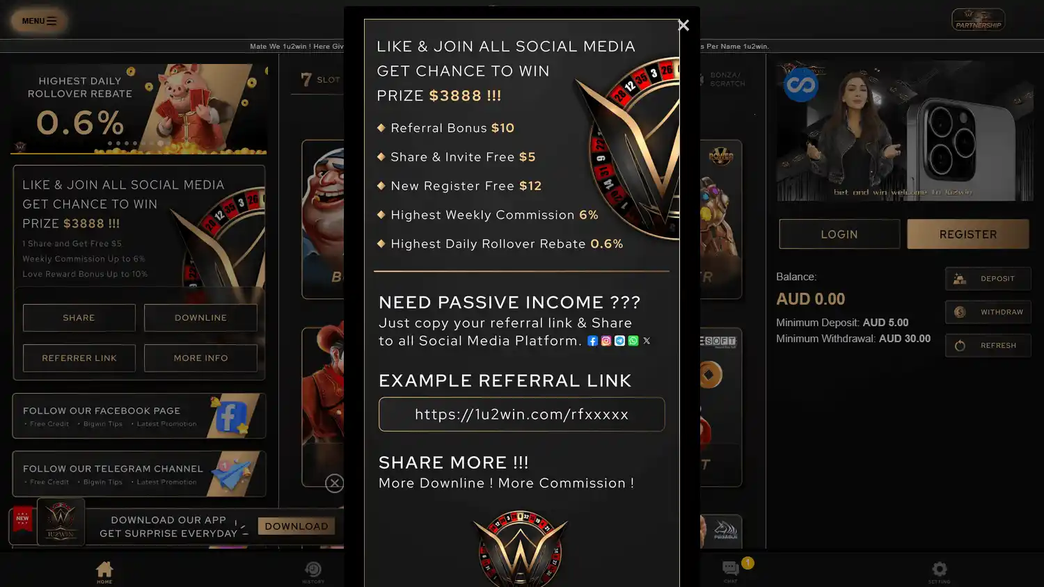1u2win Casino screenshot 2