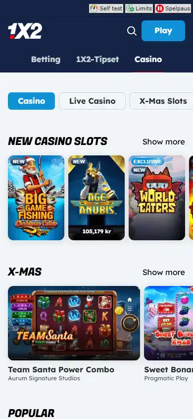 1x2 Casino screenshot 4