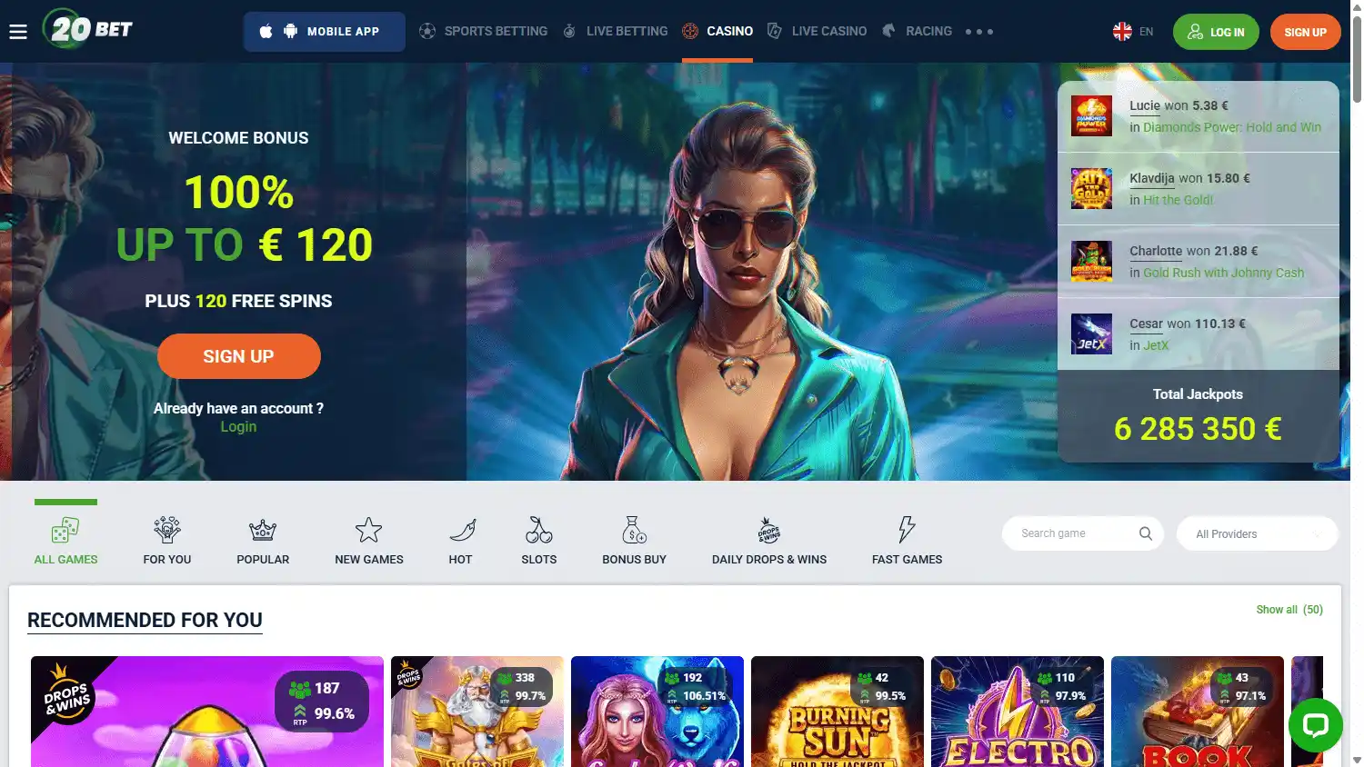 20Bet Casino screenshot 2