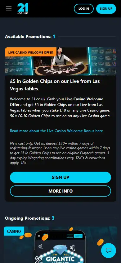 21.co.uk Casino screenshot 6