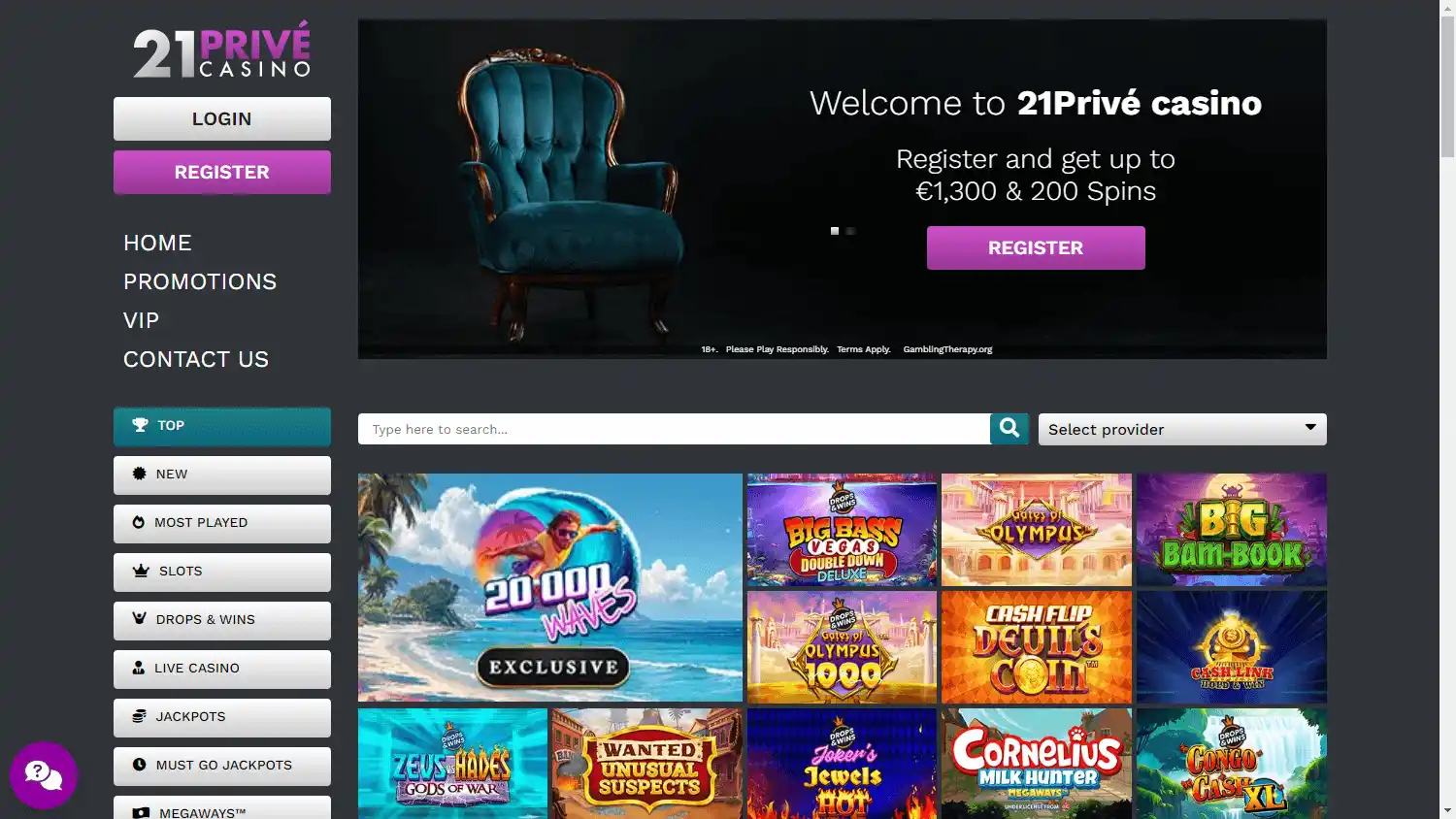 21 Prive Casino screenshot 1