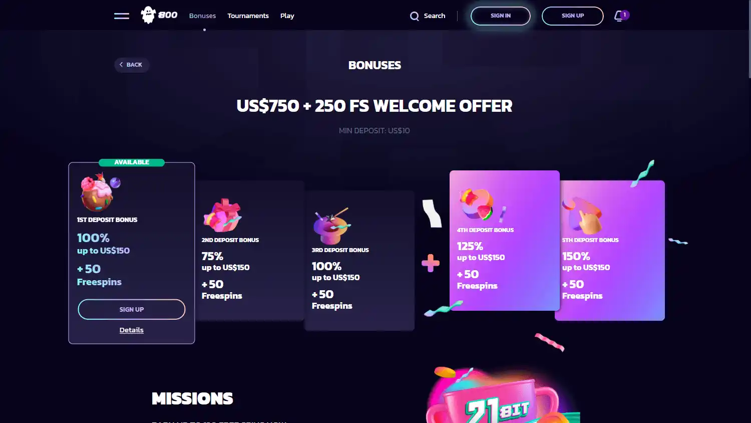 21bit Casino screenshot 3