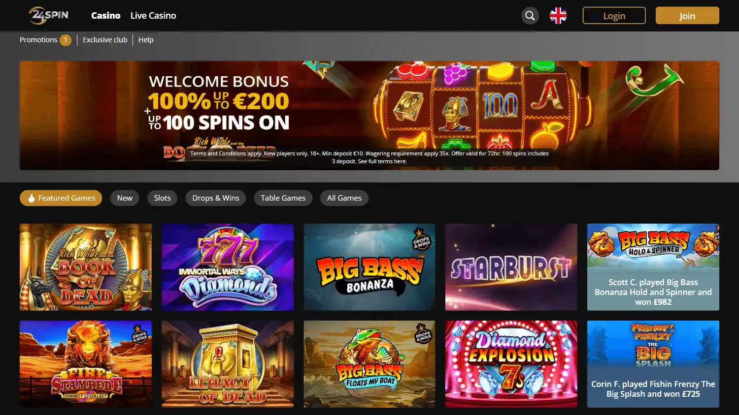 24Spin Casino screenshot 1
